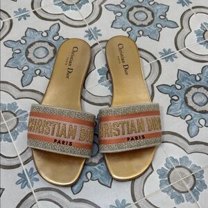 Dior Slides - 39 pink, sea green and gold